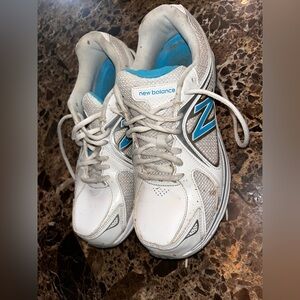 New Balance White and Teal Athletic Shoes